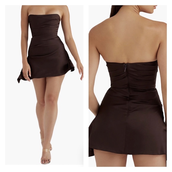 House of CB Dresses House Of Cb Jasmine Brown Strapless Mini Dress Satin Corset Poshmark